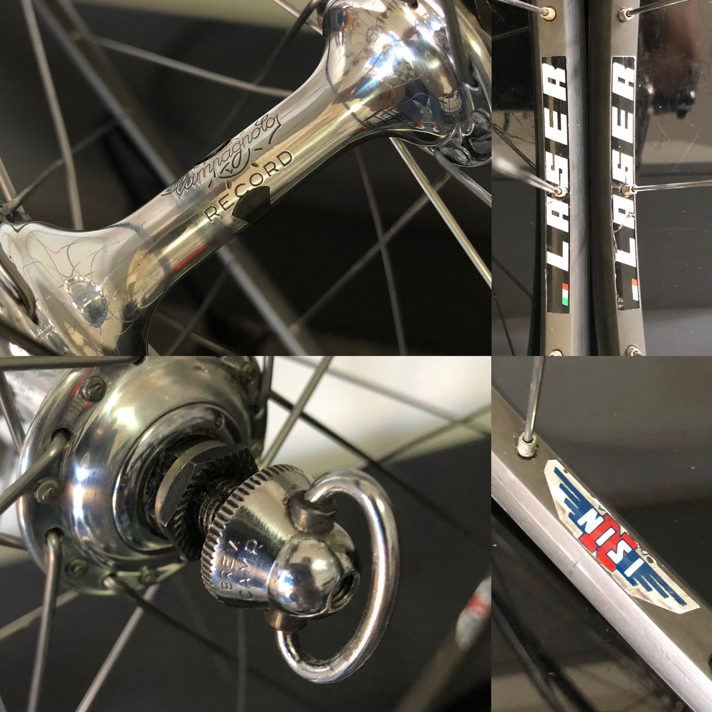 Ruote corsa, cerchi Nisi Laser su mozzi Campagnolo Record; Tubolari, 700c.