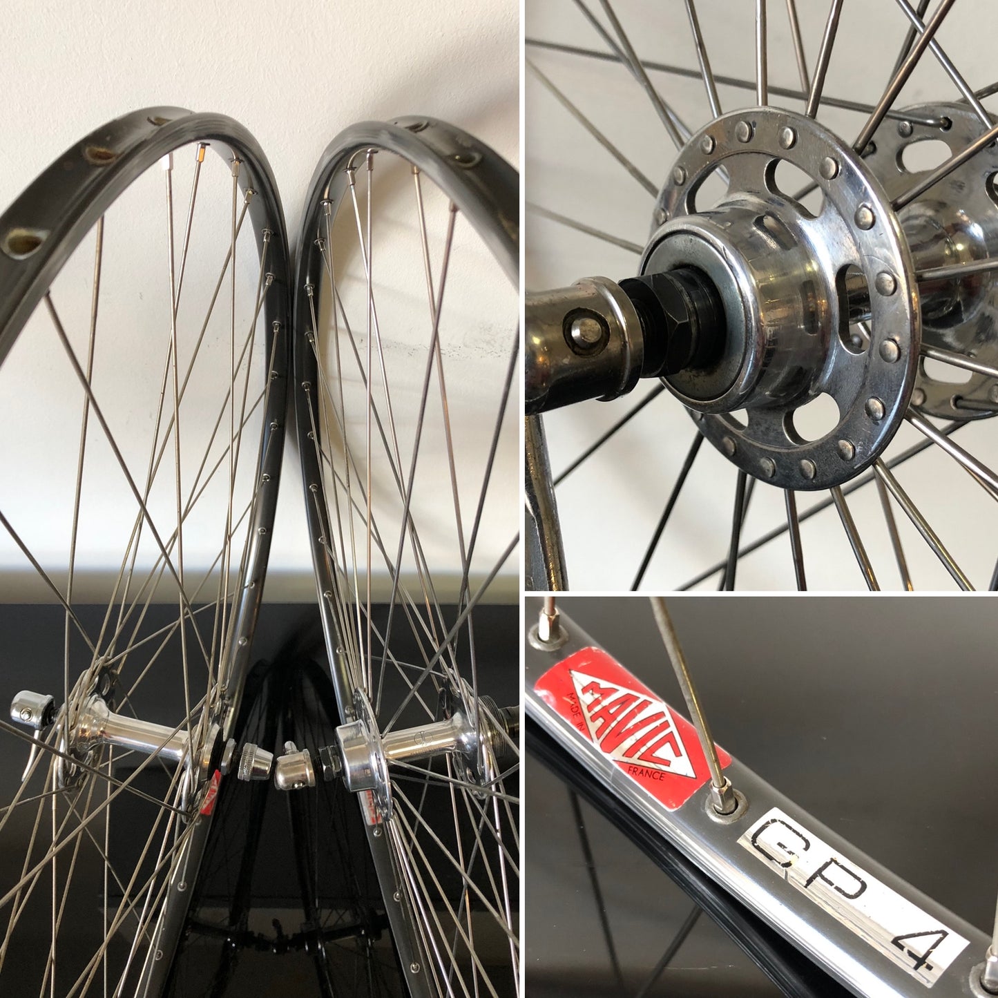 Ruote da corsa per tubolari. Cerchi Mavic GP4 su mozzi Shimano a flangia alta.